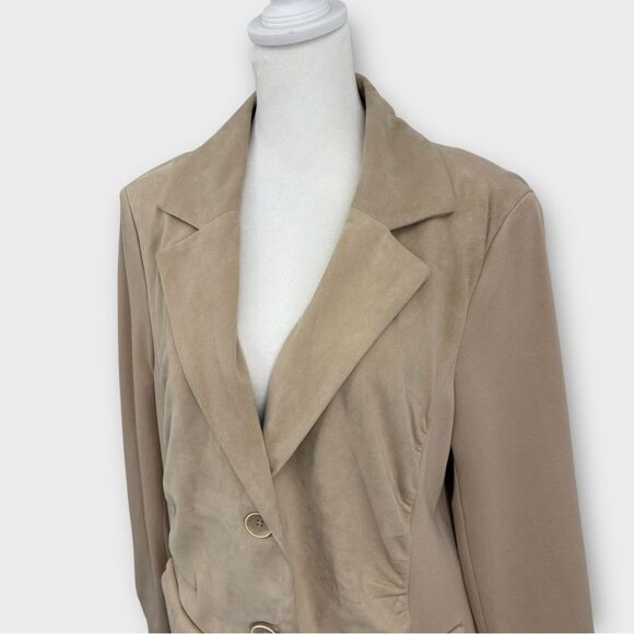 Doncaster Blazer Mixed Fabric Suede Leather and Knit in Beige Women’s Size 14 - Picture 7 of 10